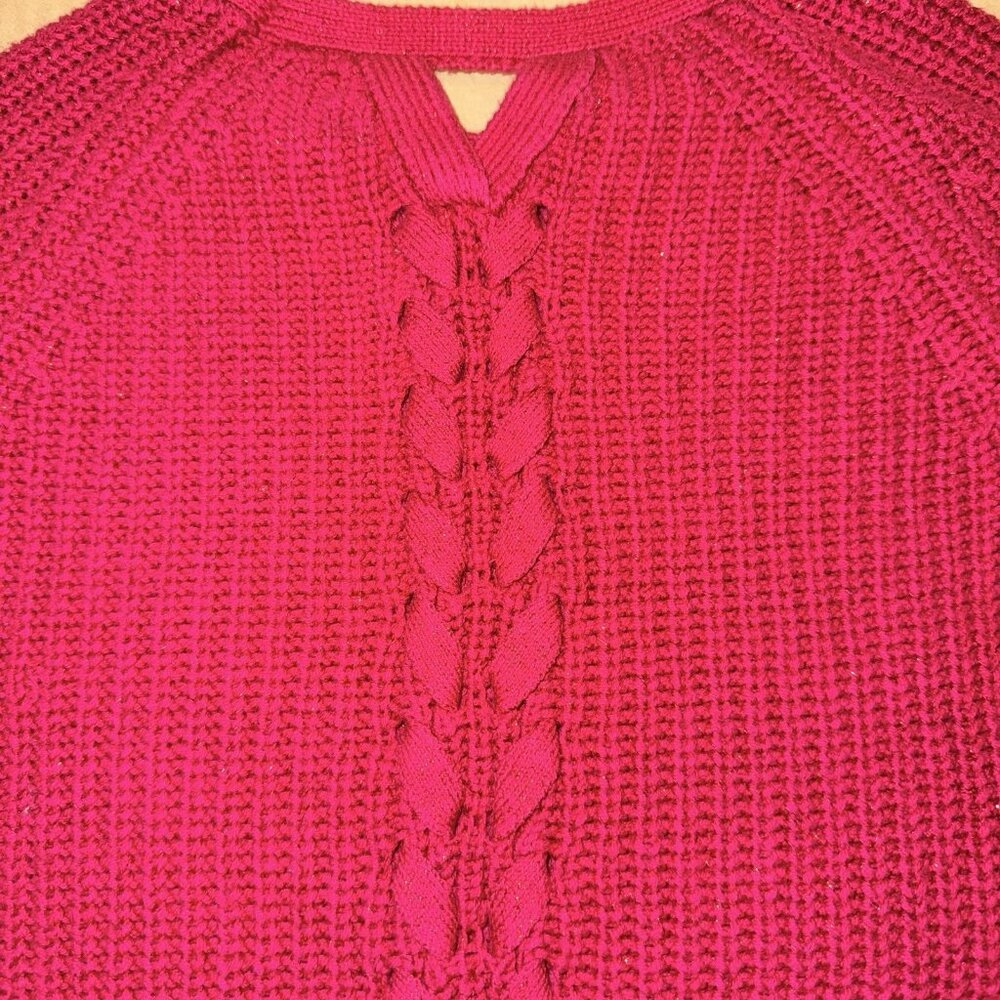 Tahari Red Sparkly Cable Knit Sweater Girls L 14 - Picture 3 of 5
